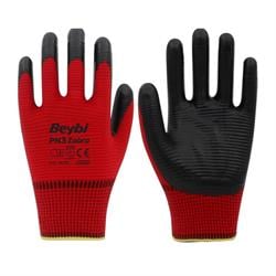 Beybi PN3 Zebra Polyester Örme Nitril Eldiven Kırmızı