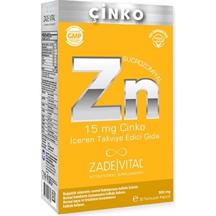 Zade Vital  Çinko ( Zinc ) Takviye Edici Gida 30 Yumuşak Kapsül