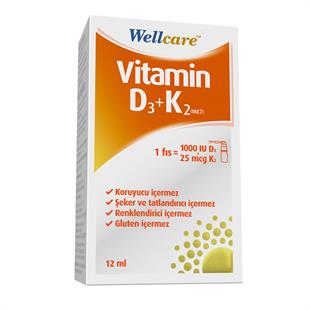 Wellcare Vitamin D3 + K2 25 mcg 1000 IU 12 ml