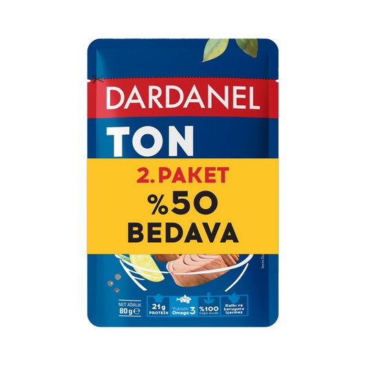 Dardanel Ayçiçek Yağlı Ton Balığı Poşet İkincisi %50 Bedava 160 gr