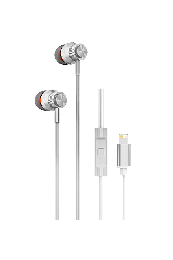 Hytech HY-XBK59 Beyaz iPhone Telefon Uyumlu Lightning Konnektörlü Metal Bluetooth Kulaklık