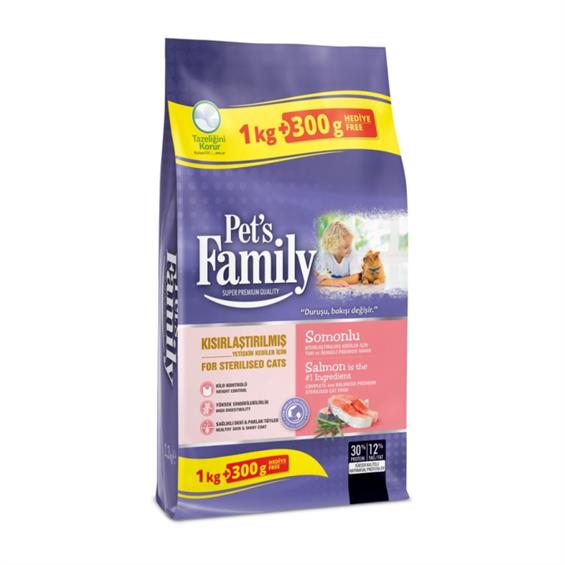 Pet's Family Somon Kısır Kedi Mama 1000+300gr