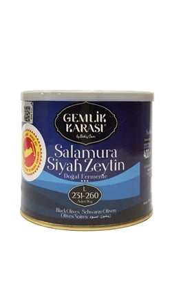 Gemlik Karası Salamura Siyah Zeytin L 231-260  400 Gr