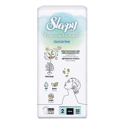 Sleepy Bio Natural Günlük Ped Uzun 32li