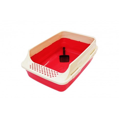 Petstyle Kitty Teraslı Kedi Kum Kabı Kırmızı