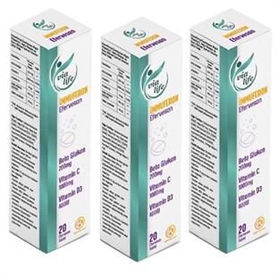 İmmuferon Beta Glucan 200mg, Vitamin C 1000mg, D3, Çinko, Karamürver 20 Efervesan - 3'lü