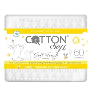 Cotton Pamuk Bebek  için Kulak Temizleme Pamuğu 60 Adet Kulak Çubuğu