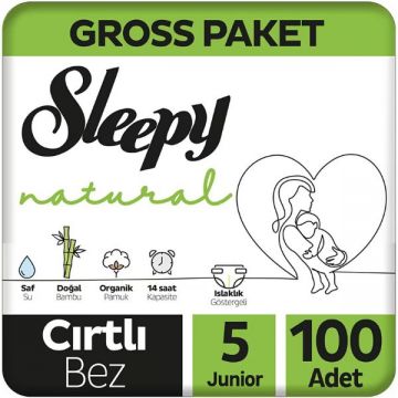 Sleepy Natural Bebek Bezi Gross Paket 5 Beden 11-18 Kg 100 Adet