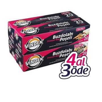 Vindex Buzdolabı Poşeti Orta Boy 4 Al 3 Öde 80 Adet