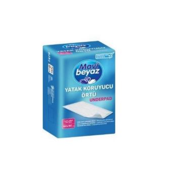 Mavi Beyaz 90 X 60 Cm Yatak Koruyucu Örtü 10'lu