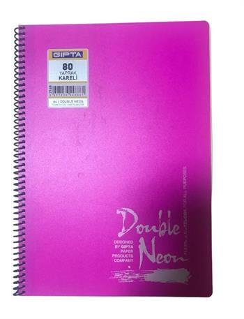 Gıpta Double Neon Spiralli Neon PP Kapak A4 80 Yaprak Kareli Defter