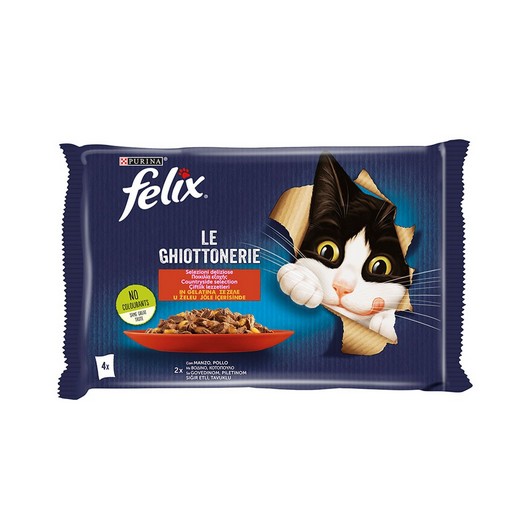 FELIX Multipack Pouch Sığır Etli Ve Tavuklu Yetişkin Kedi Konservesi 4x85 gr