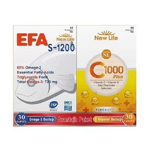 New Life Efa S 1200 mg 30 Kapsül + New Life C 1000 Plus 30 Tablet - Avantaj Paket