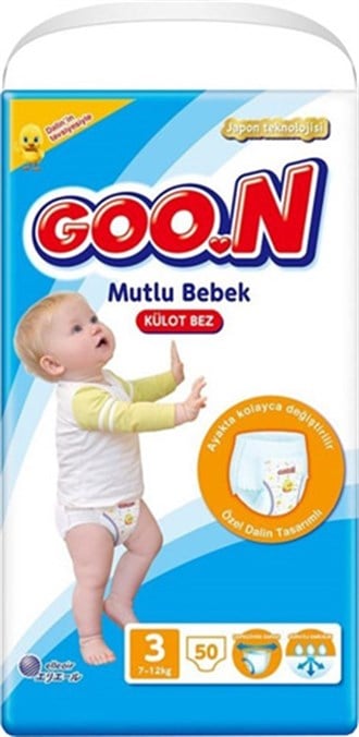 Goon Pants Külot Bebek Bezi Mutlu Bebek 3 Beden Jumbo Paket 46 Adet