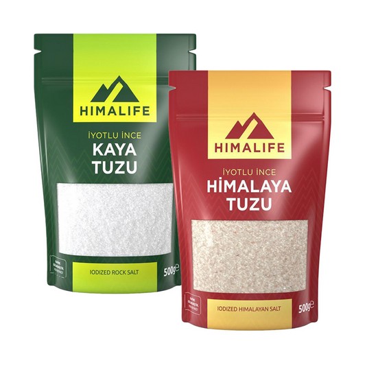 Himalife İnce Öğütülmüş Kaya Tuzu 500 gr + İnce Öğütülmüş  Himalaya Tuzu 500 gr