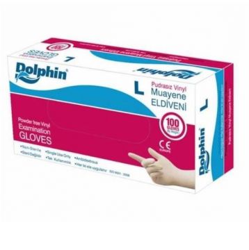 Dolphin Pudrasız Vinil Eldiven L 100 Adet