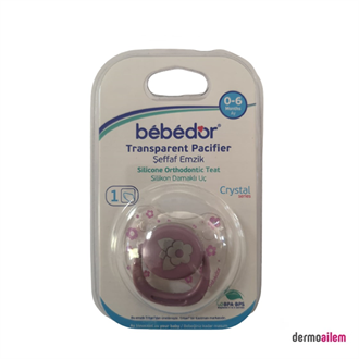 Bebedor Silikon Damaklı Uç Şeffaf Emzik 0-6 Ay Lila