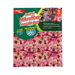 Clean&Fun Desenli Mikrofiber Temizleme Bezi 3'lü