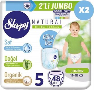 Sleepy Natural 5 Numara Junior 48'li Jumbo Paket Bebek Bezi