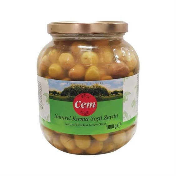 Cem Yeşil Zeytin Naturel Kırma  (201-260 Klb.) 1000 gr