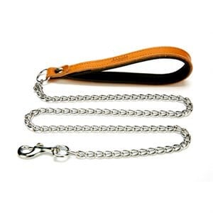 Doggie Comfort Deri İnce Zincirli Gezdirme M 3x110cm Camel