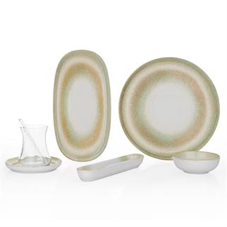 Schafer Lora 32 Parça 6 Kişilik Kahvaltı Takımı Yeşil