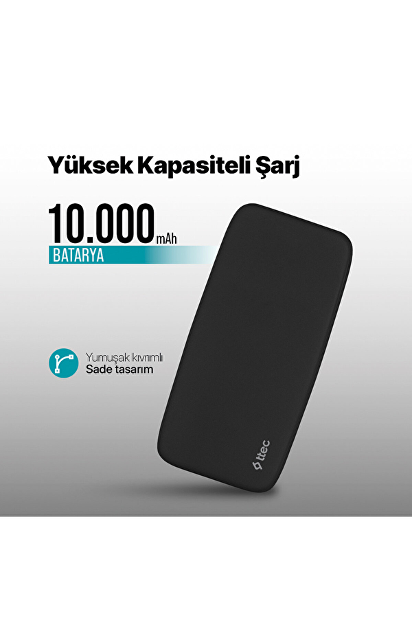 ttec ChargeUp 10.000mAh 15W Taşınabilir Şarj Aleti / Powerbank Siyah