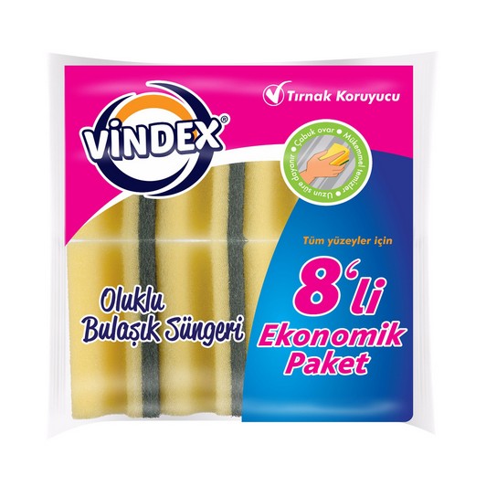 VİNDEX KLASİK YEŞİL SÜNGER OLUKLU 8'Lİ