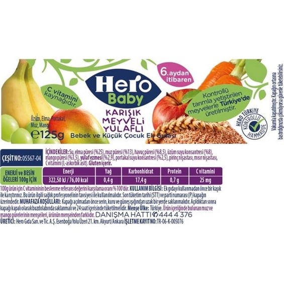 Hero Baby Karışık Meyveli Tahıllı Kavanoz Maması 120 gr