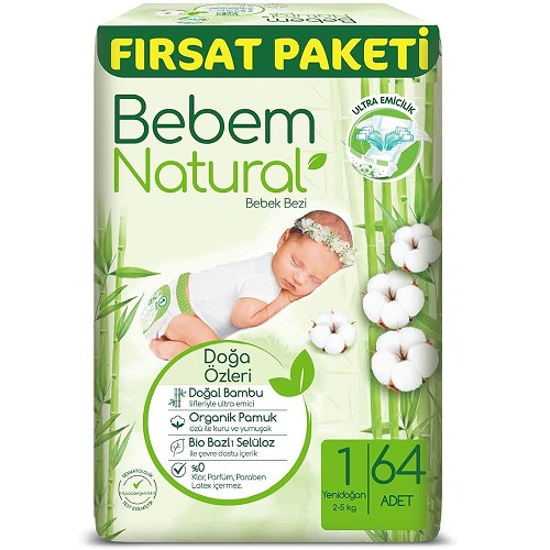 Bebem Natural Fırsat Paketi 1 Numara Yenidoğan 64'lü