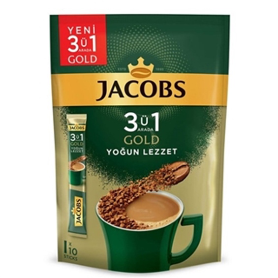 Jacobs 3'ü 1 Arada Gold Yoğun Lezzet 180 gr 10'lu