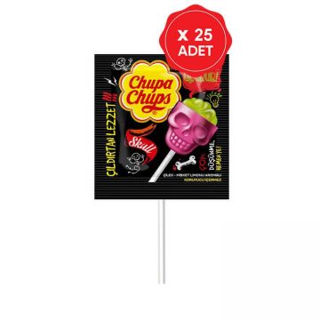 Chupa Chups Skull Çilek Limonlu Lolipop 15 Gr x 25 Adet