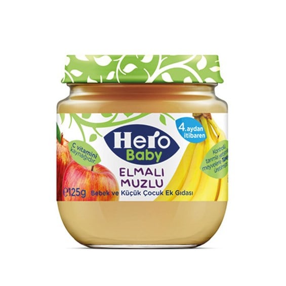 Hero Baby Elma Muz Püreli Kavanoz Mama 125 gr