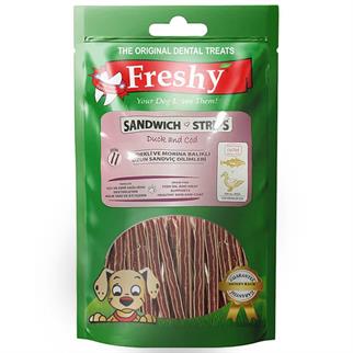 Freshy Sandwich Strips Ördekli ve Morina Balıklı Köpek Ödülü