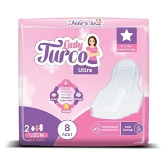 Lady Turco Kadın Pedi 2 Numara Ultra Uzun İnce 8Li