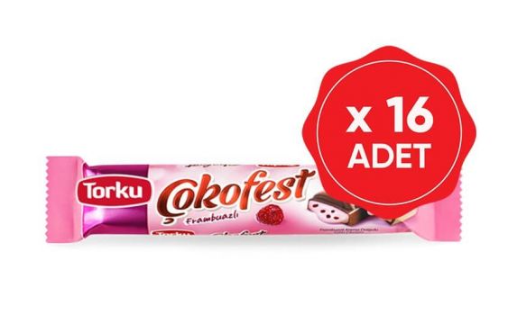 Torku Çokofest Frambuazlı Çikolatalı 34 Gr x 24 Adet