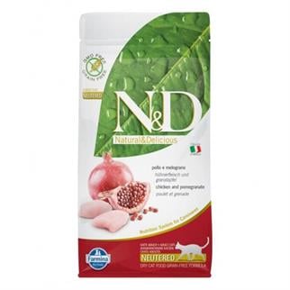 N&D Tahılsız Tavuk-Narlı Kısırlaştırılmış Yetişkin Kedi Maması 10 Kg