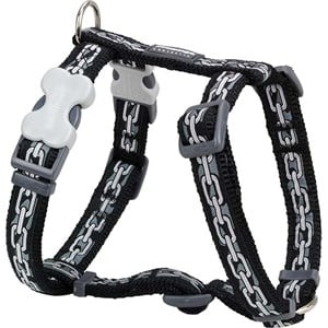 Red Dingo Chain Desenli Siyah Köpek Göğüs Tasması 15 mm