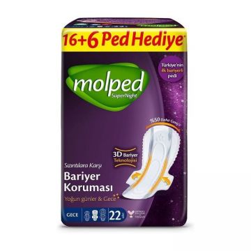 Molped Supernight Ultra Hijyenik Ped Gece Dev Ekonomik 22 Adet