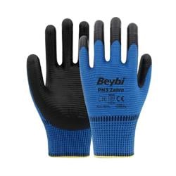 Beybi PN3 Zebra Polyester Örme Nitril Eldiven Mavi
