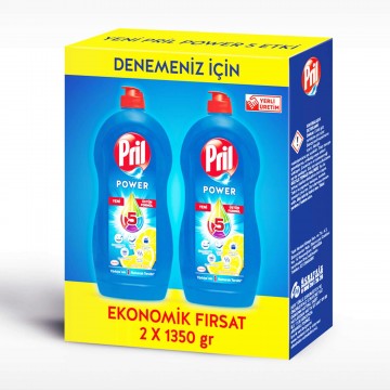 Pril Power Bulaşık Deterjanı Limon 1350 gr x 2 Adet