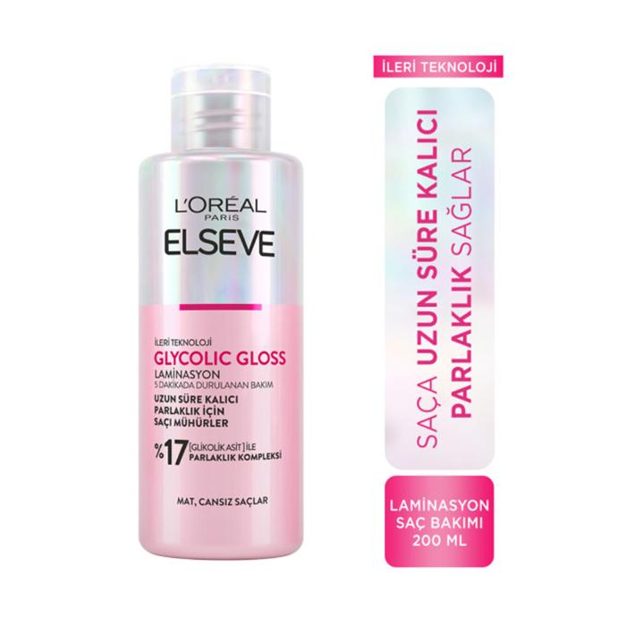 ELSEVE Glycolic Gloss Parlaklığı Saça Mühürleyen Laminasyon 5 Dakikada Durulanan Bakım 200ml