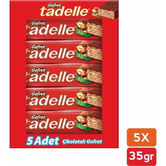 Tadelle Sütlü Çikolata Kaplamalı Gofret 35 gr 5'li 