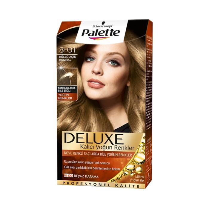 Palette Deluxe Yağ Bakımlı Saç Boyası 8-01 Küllü Açık Kumral