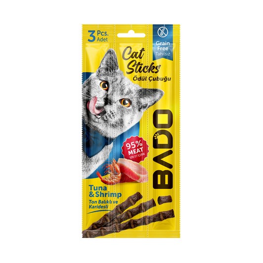 BADO KEDİ ÖDÜL ÇUBUĞU 15 GR TON BALIKLI KARİDESLİ