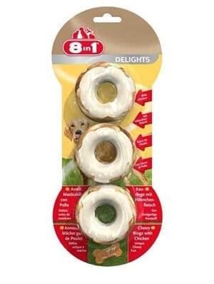 8in1 Delights Bones Köpekler İçin Ağız Bakım Kemiği Halka 3 Adet