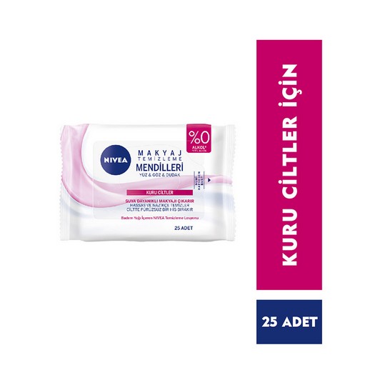 NIVEA 3'ü 1 Arada Makyaj Temizleme Mendili Kuru Cilt 25 Adet