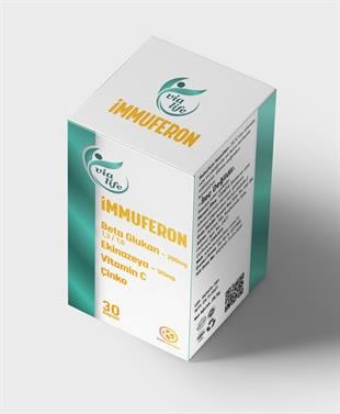 İmmuferon Beta Glucan 200 mg, Ekinezya 120 mg, Vitamin C, Çinko 30 Kapsül - 2'li