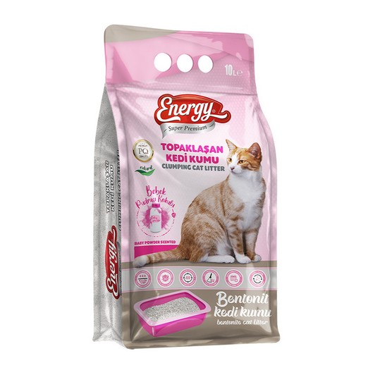 ENERGY KEDİ KUMU PEMPE BEBEK PUDRASI KOKOLU 10 LT