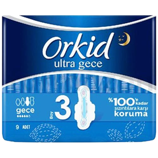 Orkid Ultra Hijyenik Ped Gece 3 Boy 9'lu